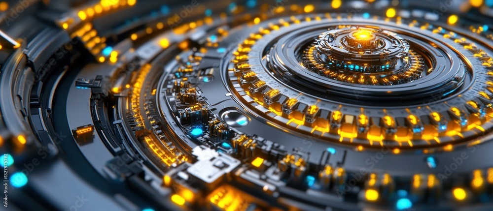 Fototapeta premium Abstract Futuristic Machine: Circular Technology