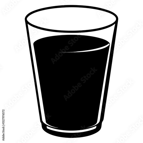 Silhouette of Glass of Orange Juice - Black Vector Illustration