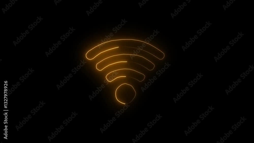 Glowing neon line Wi fi wireless internet network symbol icon isolated background. Wireless networking digital futuristic technology