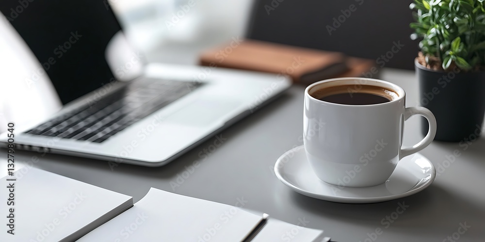 A minimalist desk setup with a laptop coffee cup and business strategy notes productivity-focused aesthetic High detailed and high resolution highly smooth realistic high quality photo A minimalist desk setup with a laptop coffee cup and business strategy notes productivity-focused aesthetic High detailed and high resolution highly smooth realistic high quality photo