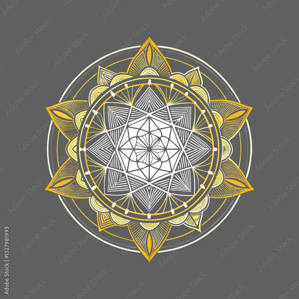 Fototapeta premium Elegant Golden Mandala on Dark Background – Sacred Geometry, Spiritual Art & Meditation Design