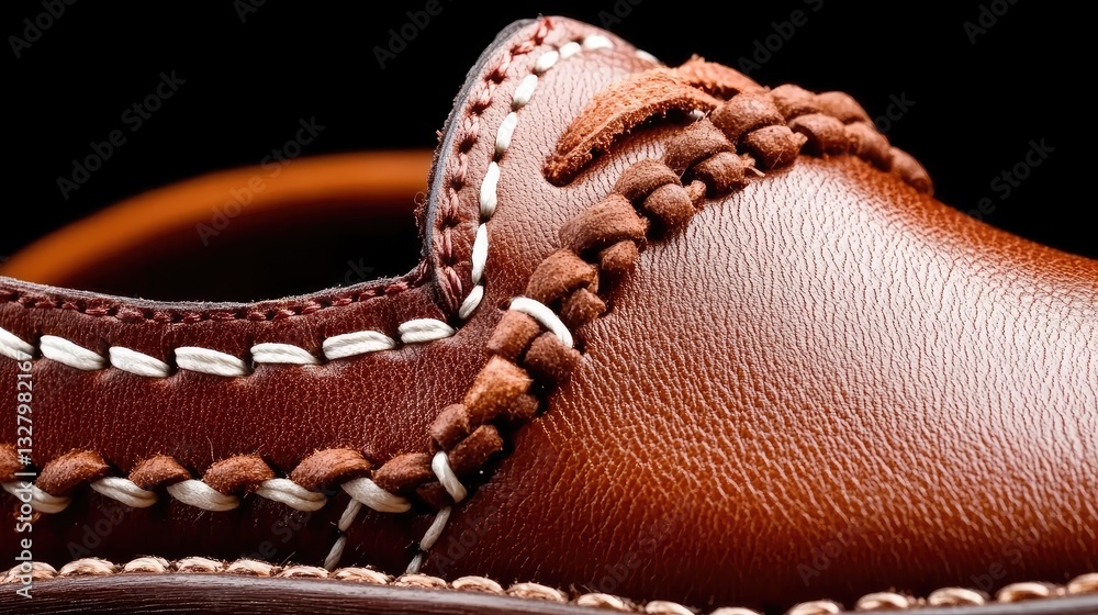 Fototapeta premium Close-up brown leather shoe detail