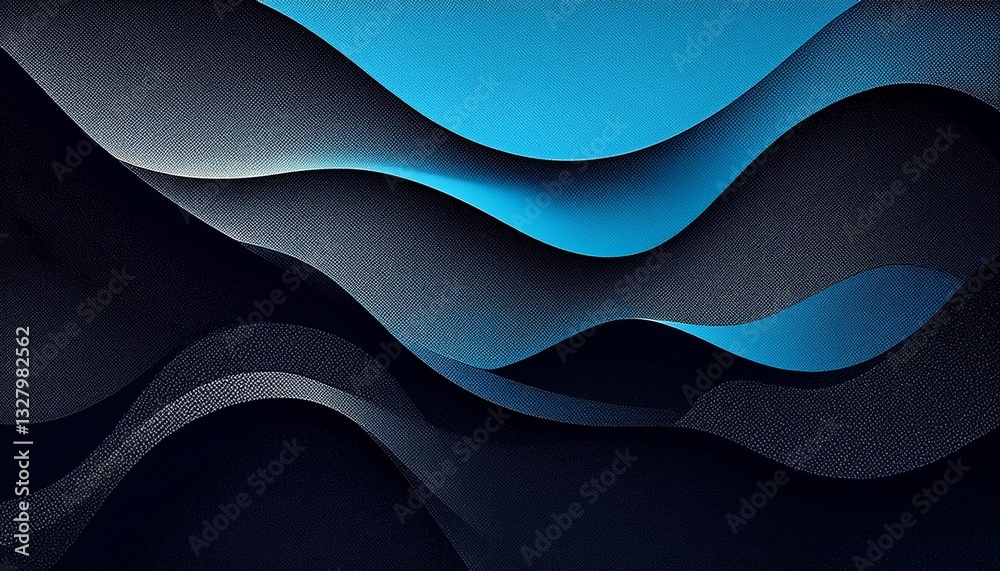 Fototapeta premium Blue black grainy poster background abstract noisy color shape, minimal dark texture banner header cover backdrop design