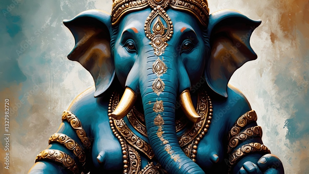 Fototapeta premium indian elephant statue, Lord Ganesha Painting