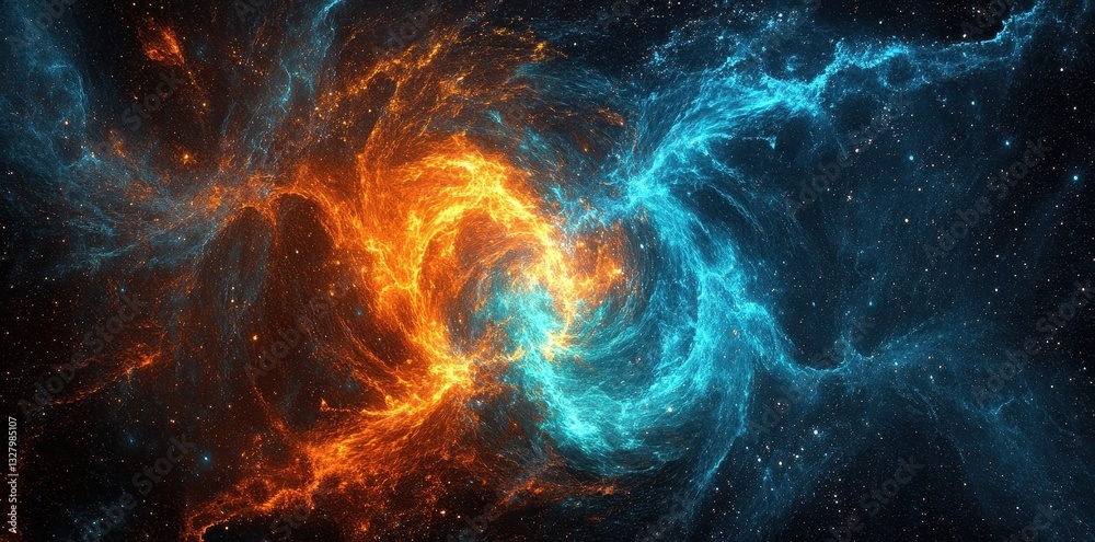 Fototapeta premium An abstract depiction of glowing cosmic nebulae in space