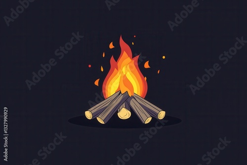 Cozy Campfire Flames with Wooden Logs and Flickering Glow