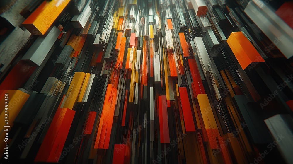 Obraz premium Abstract geometric structure of vibrant blocks