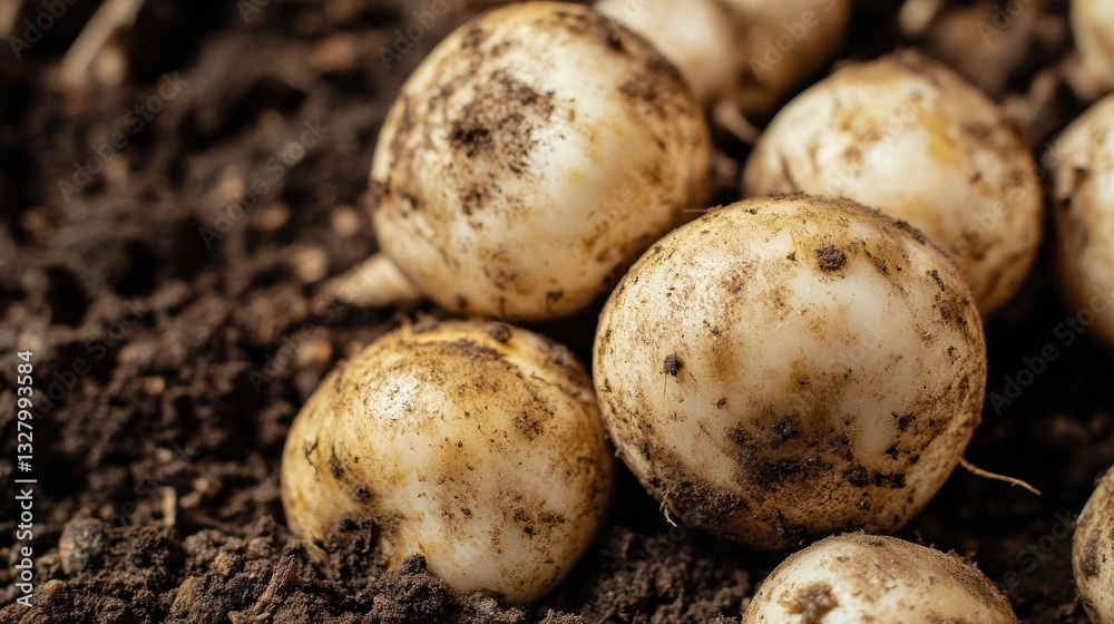 Harvested Tubers with Soil Residue and Natural Texture Harvested Tubers with Soil Residue and Natural Texture