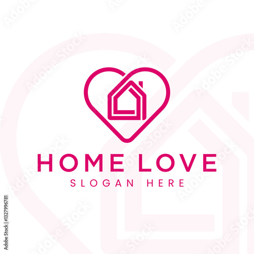 Love Home Logo. Heart and House Icon Combination. Health and Care Symbol