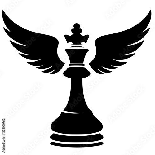 Winged chess king silhouette