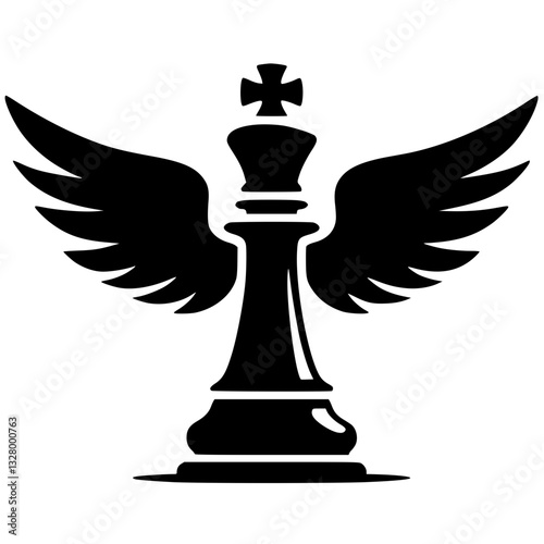 Winged chess king silhouette