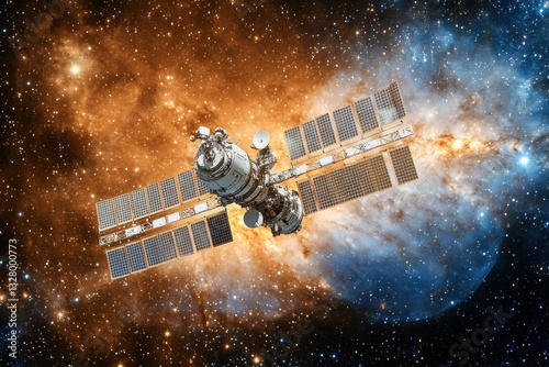 Space Station Orbiting Earth With Stunning Cosmic Background