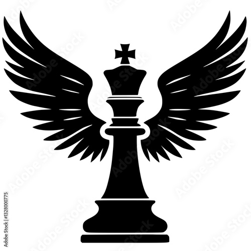 Winged chess king silhouette