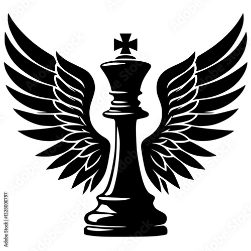 Winged chess king silhouette