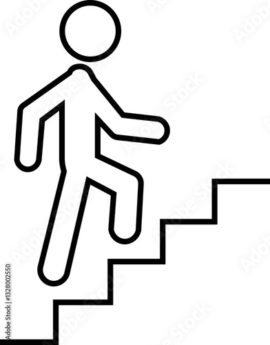 Man with Staircase or Stairs Pictogram vector. Cliparts depict various actions of a person with stairs. Man walks up the stairs, stick figure pictograms people, human silhouette icon