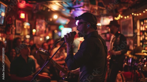 Band Performing in a Bar with Audience