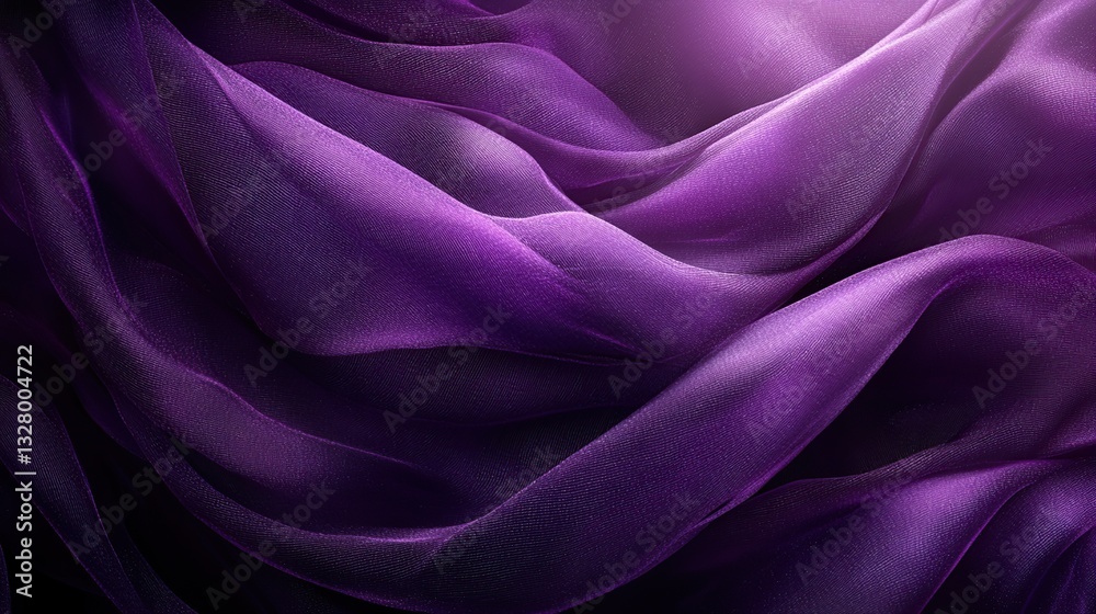 Fototapeta premium Purple sheer fabric drapes in soft folds