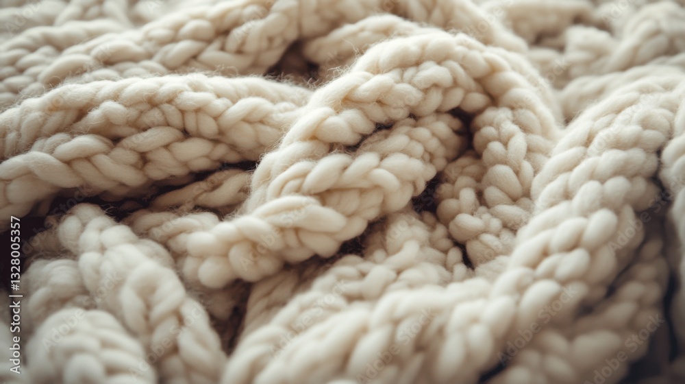 Close-up of Beige Knitted Blanket Close-up of Beige Knitted Blanket