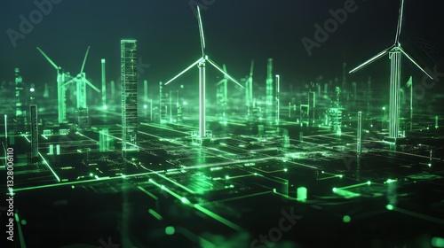 Wind turbines in abstract geometric shapes
