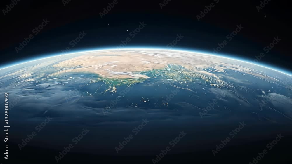Holographic Display of Earth Rotating with Real-Time Data in Space View, Technology and Innovation in Global Connectivity, Earth Surface from Space, Futuristic Visualization Concept
