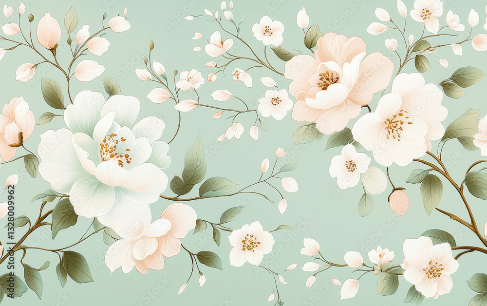 Fototapeta premium Retro style floral texture art background