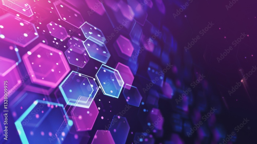 Hexagonal Shapes Purple and Blue Abstract Background Hexagonal Shapes Purple and Blue Abstract Background