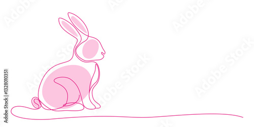 Minimalistyczny królik i jajko wielkanocne. Sylwetka uroczego zająca w prostym stylu. Ilustracja wektorowa.