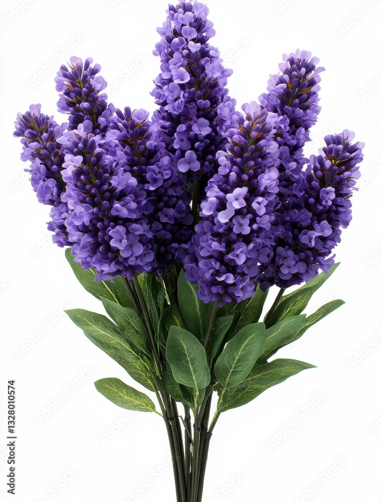 Fototapeta premium Vibrant Purple Flowers with Green Leaves in a Beautiful Arrangement for Decoration and Design