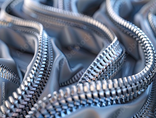 Interlocking metallic elements abstract, a modern industrial background image