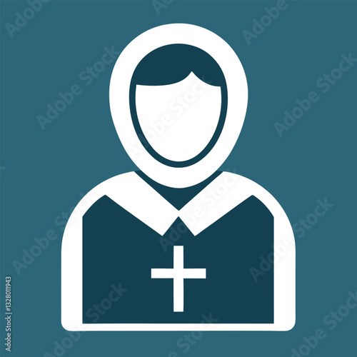 Nun Icon Simple, Clean Religious Symbol Design