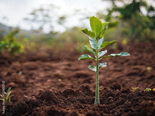 Resilient seedling emerging from fertile soil symbolizing new beginnings