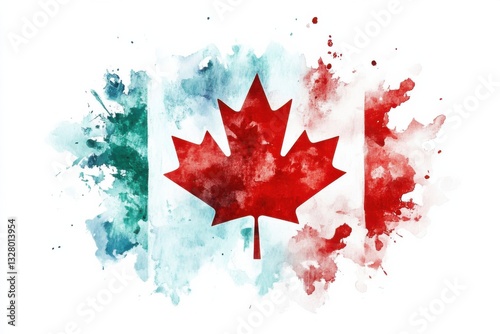 Colorful Watercolor Representation of Canada and Mexico Flags