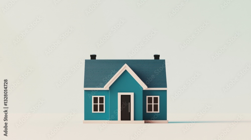 Stylish Modern Miniature House Model in Soft Pastel Background Stylish Modern Miniature House Model in Soft Pastel Background