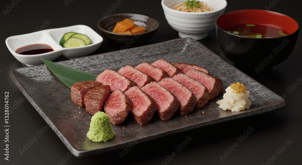 Delicious Japanese Sliced Beef Steak Dinner Delicious Japanese Sliced Beef Steak Dinner