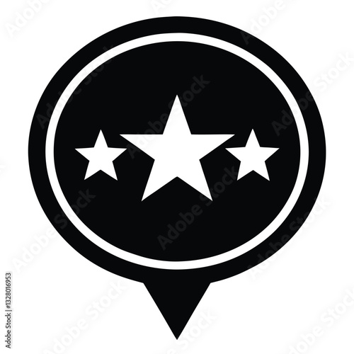 Three Star Rating Icon Location Pointer with Stars
