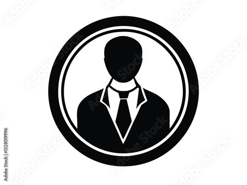 Professional Businessperson Icon  Suit, Tie, and Award Emblem
