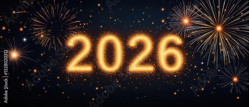 Happy new year 2026 fireworks with copy space