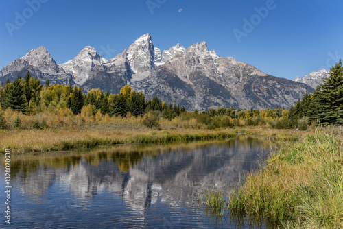 Schwabacher Landing / Snake River, Grand Teton National Park，Wyoming. Teton Range is Fault-block mountains