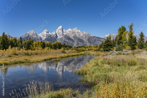 Schwabacher Landing / Snake River, Grand Teton National Park，Wyoming. Teton Range is Fault-block mountains