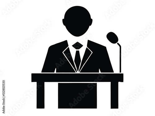 Public Speaker at Podium Illustration of a Person Giving a Presentation