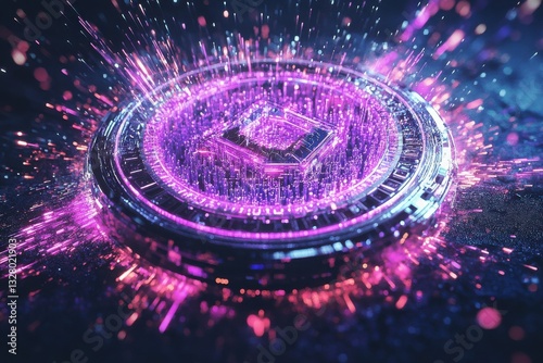Vibrant Abstract Visualization of Digital Cryptocurrency Concept