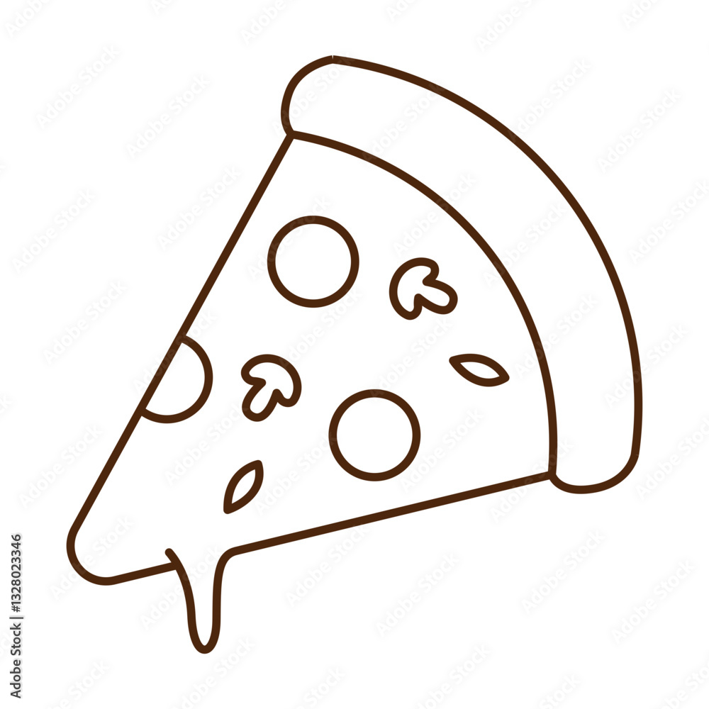 Illustration of  outline a Slice of Pizza
