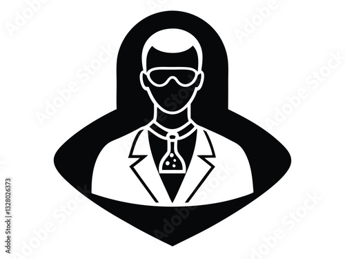 Scientist Icon Black and White Vector Illustration