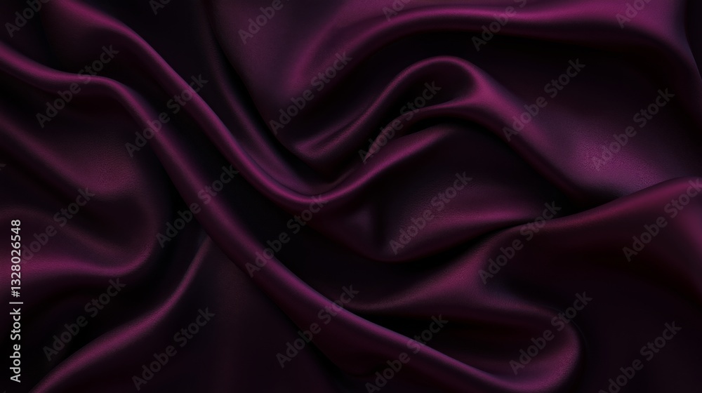 Fototapeta premium Luxurious deep purple silk fabric with elegant flowing folds and rich texture