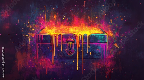 vibrant illustration of a treasure chest overflowing with colorful paint symbolizing hidden potential and creative exploration