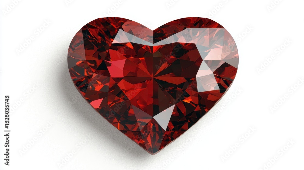 Stunning Heart-Shaped Red Gemstone with Sparkling Facets and Depth Stunning Heart-Shaped Red Gemstone with Sparkling Facets and Depth