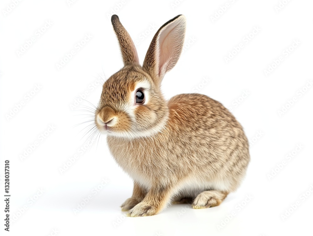 Delicate brown bunny portrait on a pristine white seamless background Delicate brown bunny portrait on a pristine white seamless background