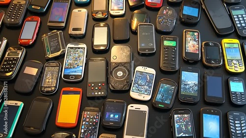 A Collection of Vintage and Modern Mobile Phones: A Retrospective on Mobile Phone Evolution photo