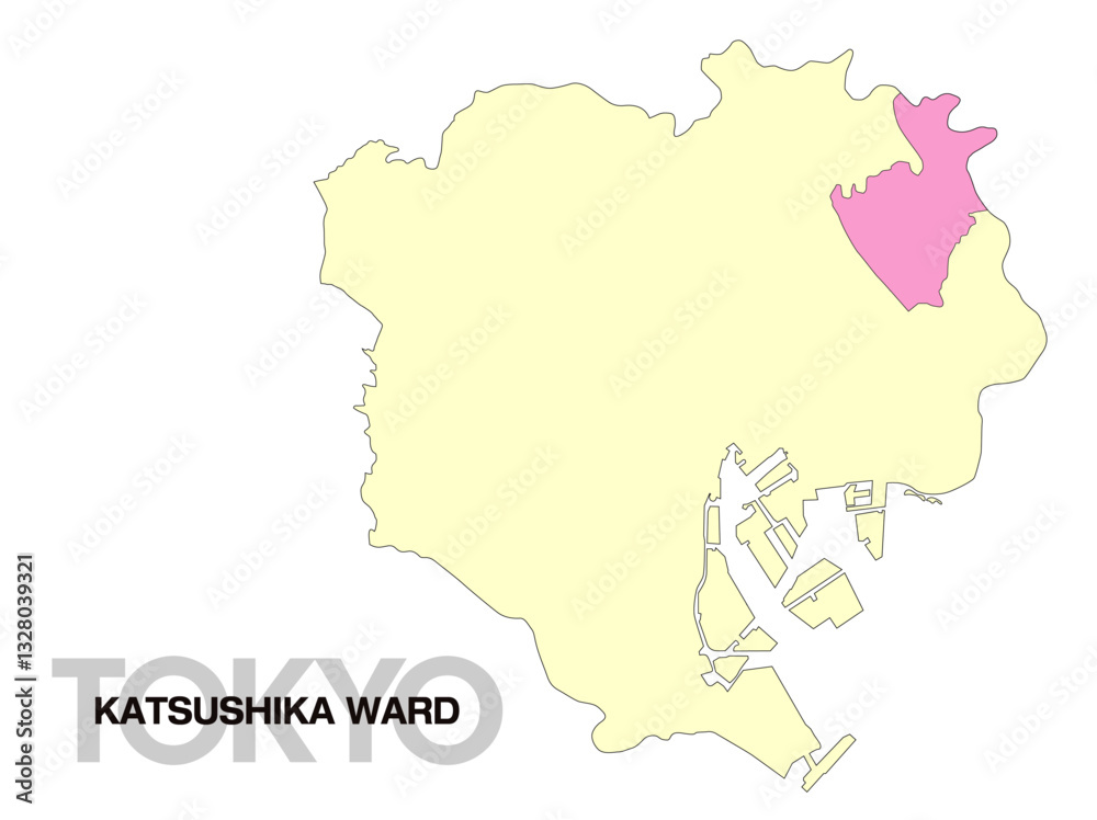 Fototapeta 東京都葛飾区の位置地図 区境無し 02