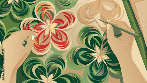 Elegant floral design with a mixture of tropical plants and patterns for backgrounds.